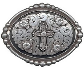 Black silver cross buckle